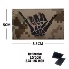 Skull Skeleton Hand Finger Glow Dark Patch, Infrared IR Reflective Tactical Decorative Patches Appliques With Hook Loop Fastener